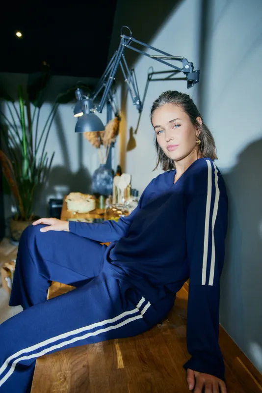 FQLUCINDA-PANTS Navy Blazer w. Star Off-white
