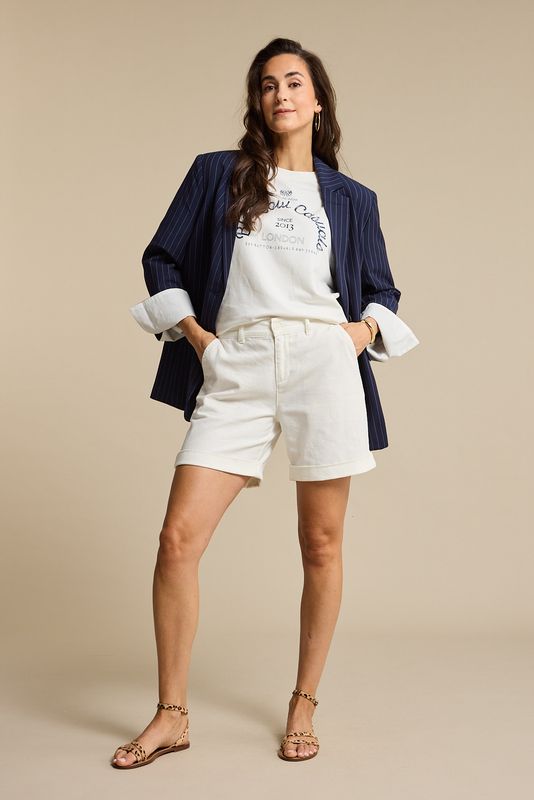 Terry Sweater Chestprint offwhite/darkblue