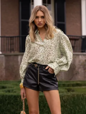 Pragues Leopard Blouse Aloe Vera