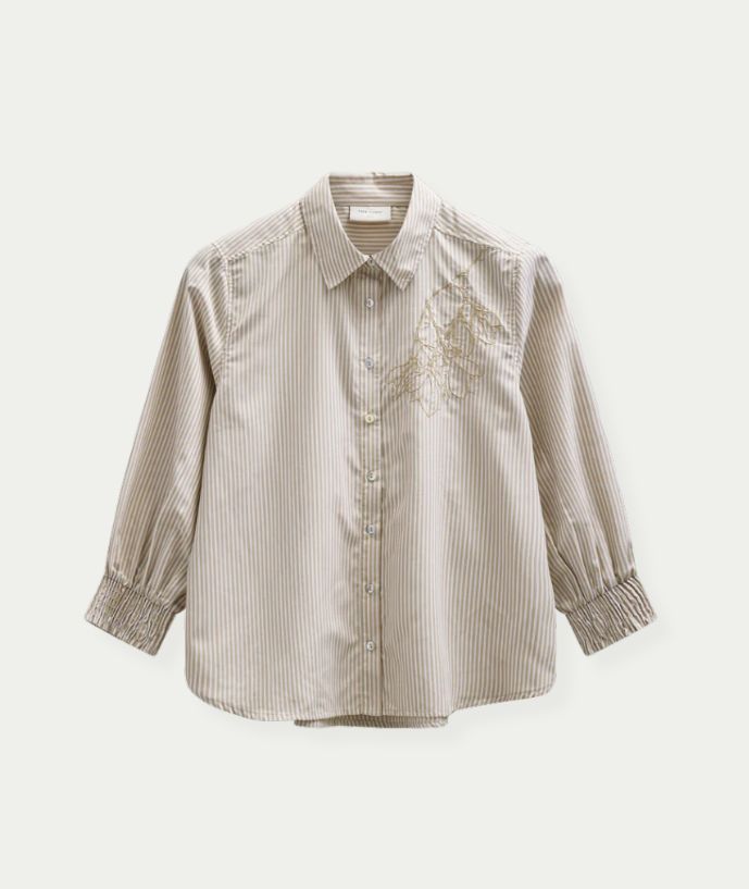 FQEVALINA-SHIRT Silver Mink w. Star Off-White