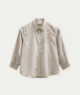 FQEVALINA-SHIRT Silver Mink w. Star Off-White