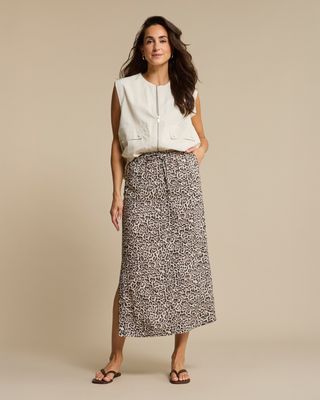 Indie Skirt Linen Leopard pebble