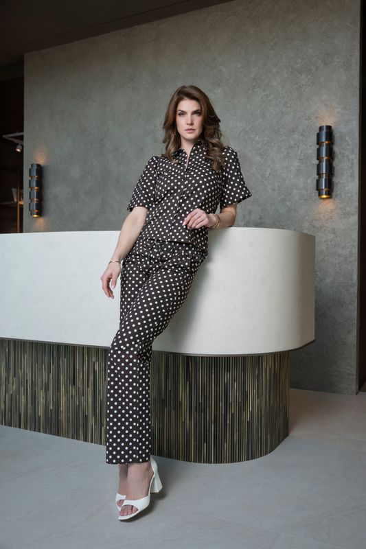 Blouse Jade Brown Dot