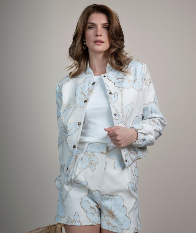 Bomber Lesley Blue Flowers