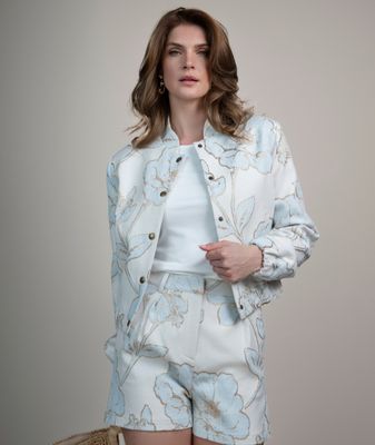 Bomber Lesley Blue Flowers