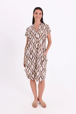 FQFLOI-DRESS Brilliant White w. Coffee Bean