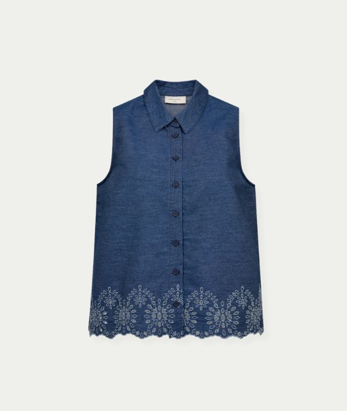 FQLINDA-BLOUSE Dark Blue Denim