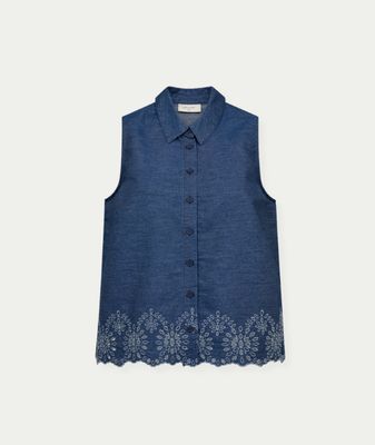 FQLINDA-BLOUSE Dark Blue Denim