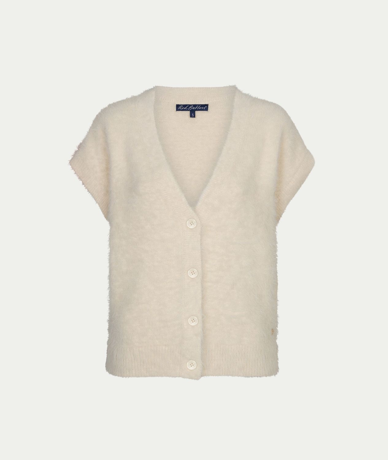 Sleeveless fuzzy cream