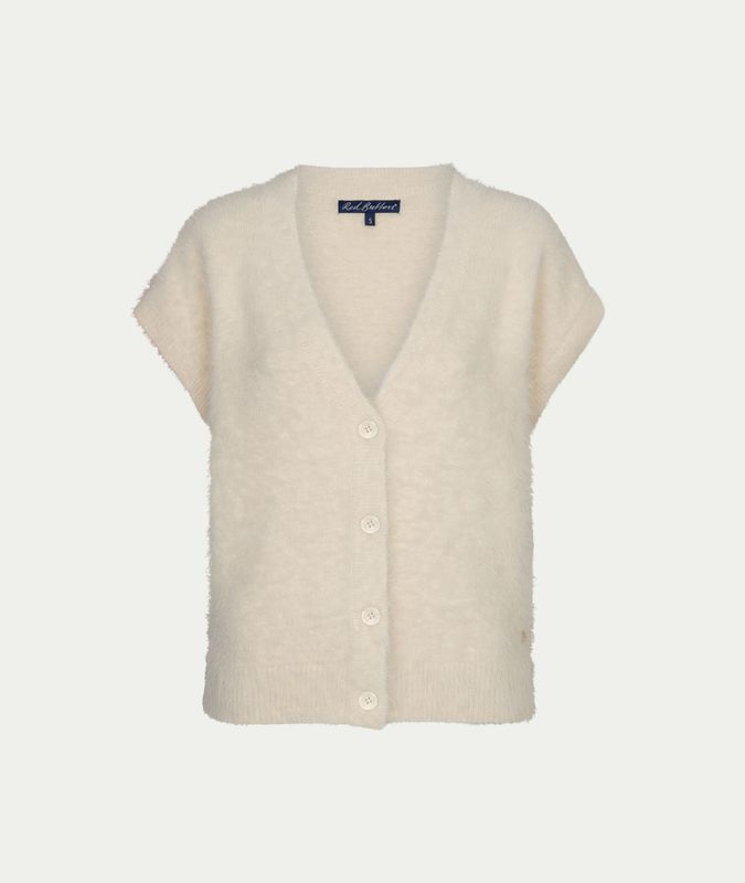 Sleeveless fuzzy cream