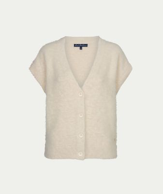 Sleeveless fuzzy cream