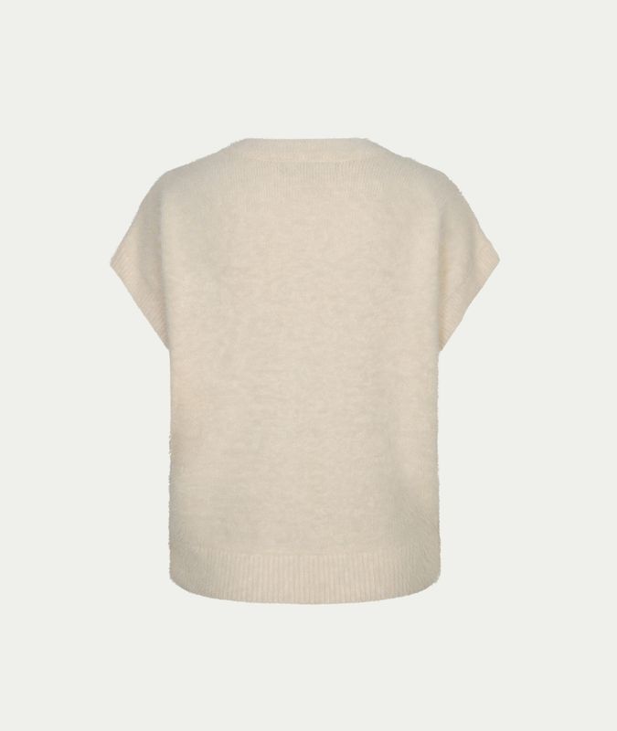 Sleeveless fuzzy cream