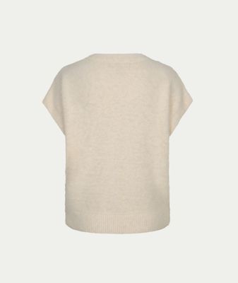 Sleeveless fuzzy cream