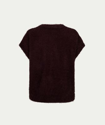 Sleeveless fuzzy burgundy