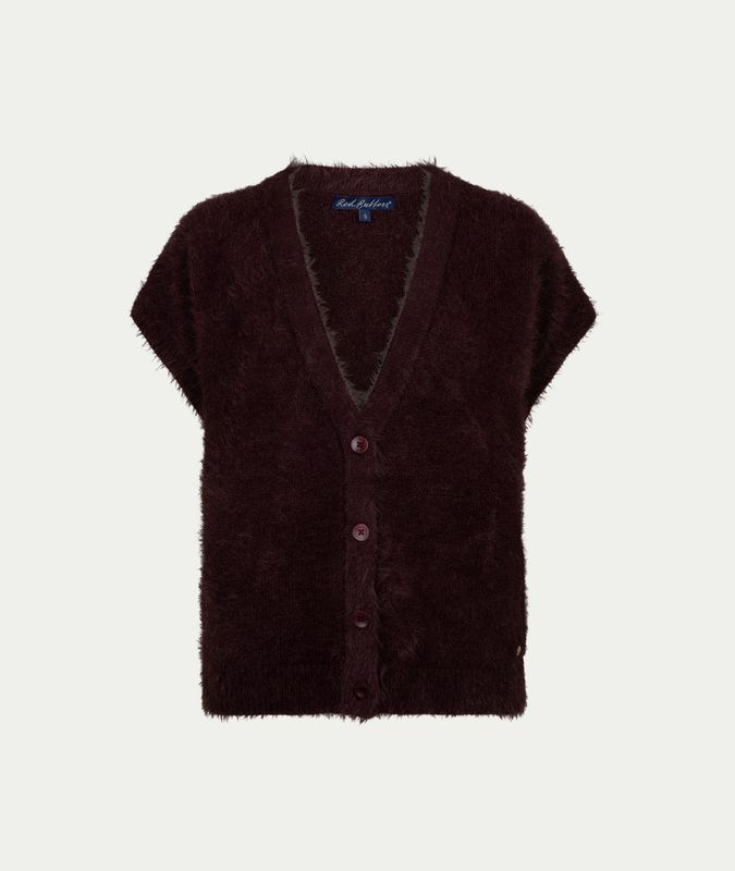 Sleeveless fuzzy burgundy