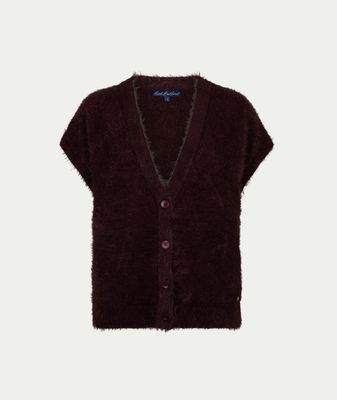 Sleeveless fuzzy burgundy