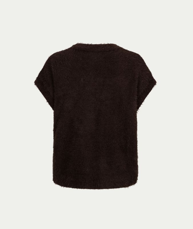 Sleeveless fuzzy espresso
