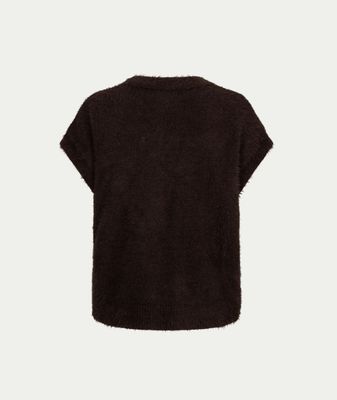 Sleeveless fuzzy espresso