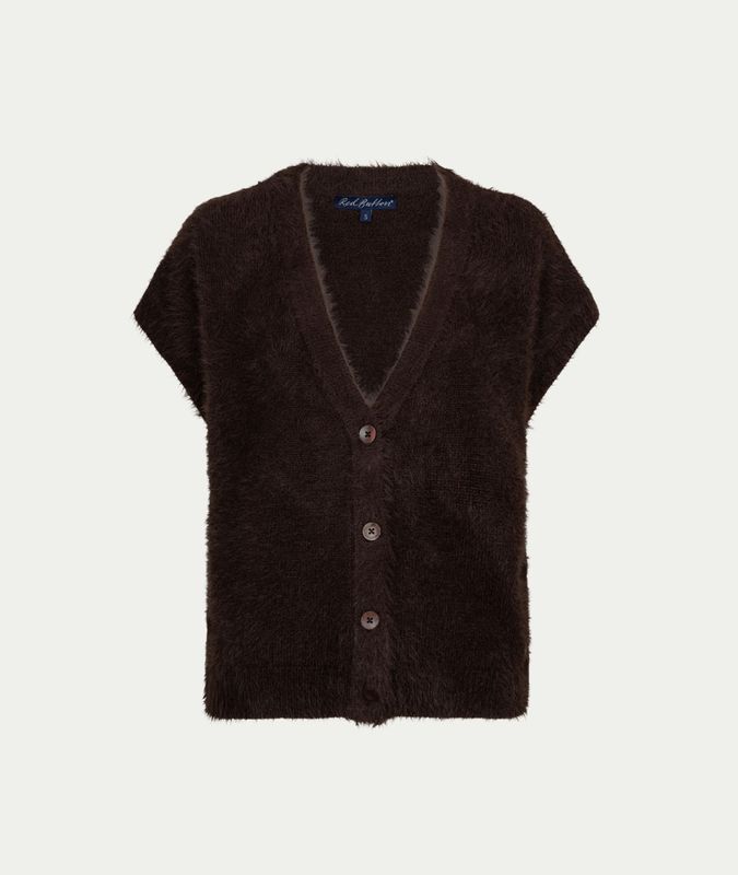 Sleeveless fuzzy espresso