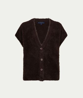 Sleeveless fuzzy espresso