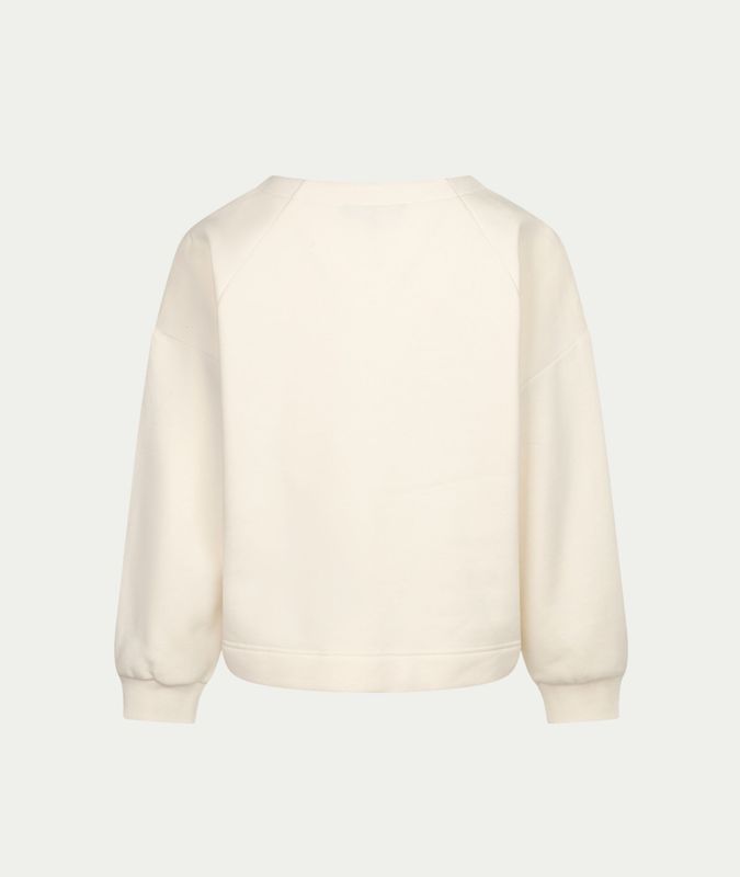 Terry sweater chestprint ecru/brown