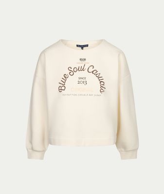 Terry sweater chestprint ecru/brown