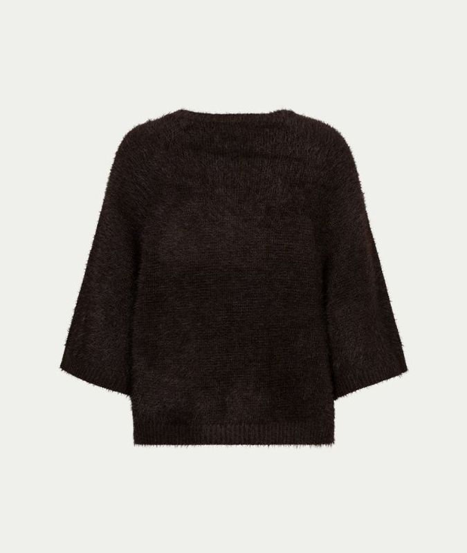 Cardigan fuzzy poncho espresso