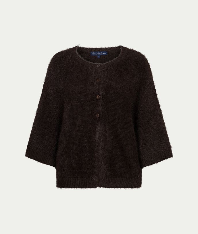 Cardigan fuzzy poncho espresso