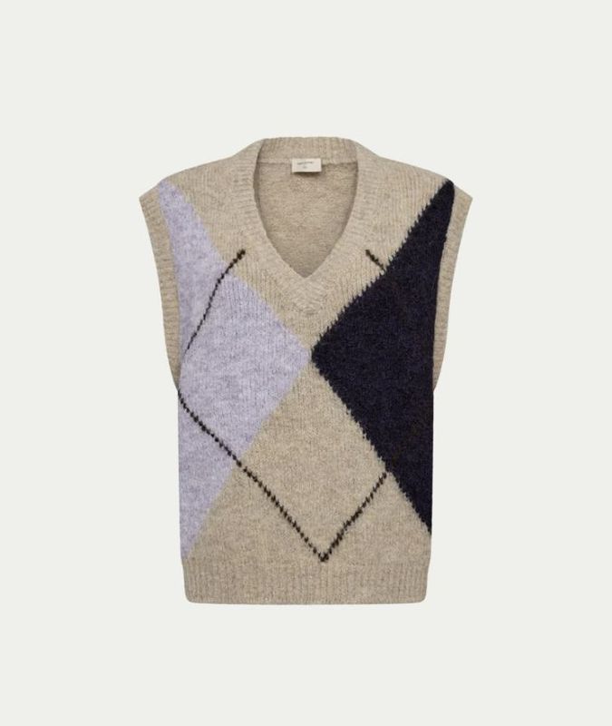 FQGRSLULU-WAISTCOAT Oyster Grey Mel w. Iris Mel