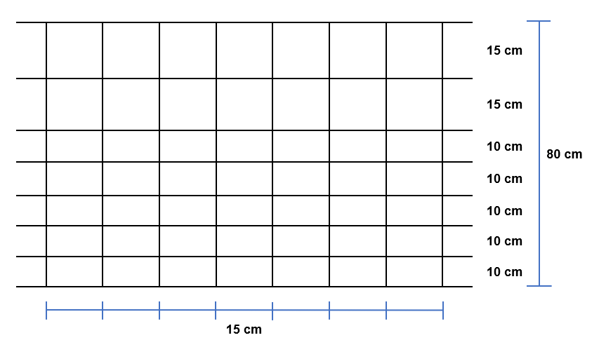 Schapengaas 80 cm hoog, Maasbreedte: 15 cm (8 draads)