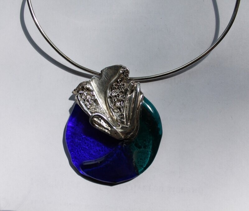 Ronde hanger blauw glas