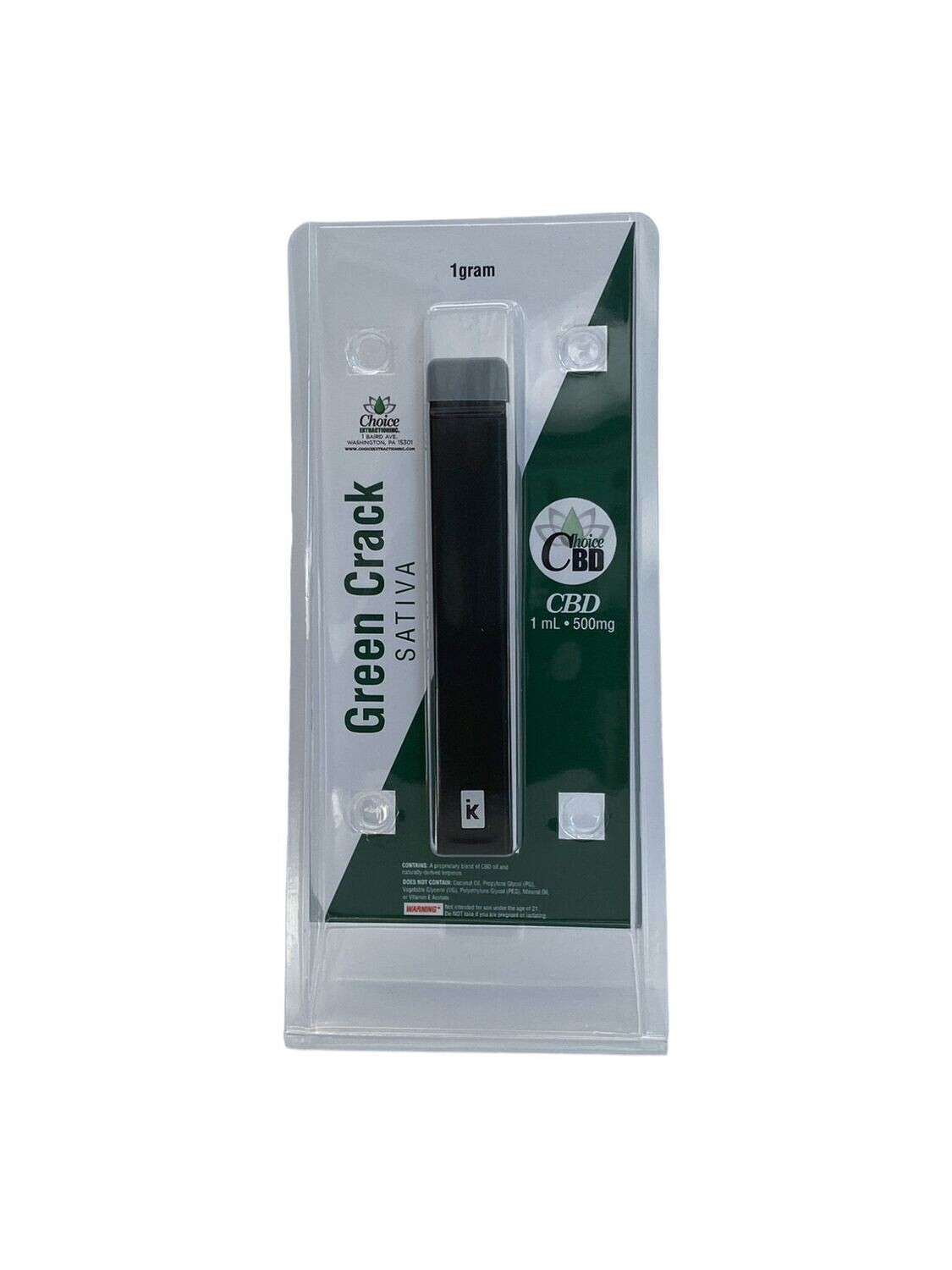 CBD Disposable - Green Crack 500mg 1mL - Sativa