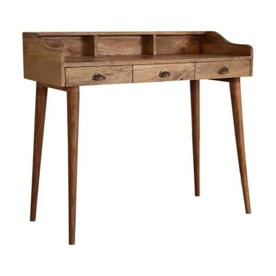 Solid Mango Wood Writing Desk with USB Cable Access