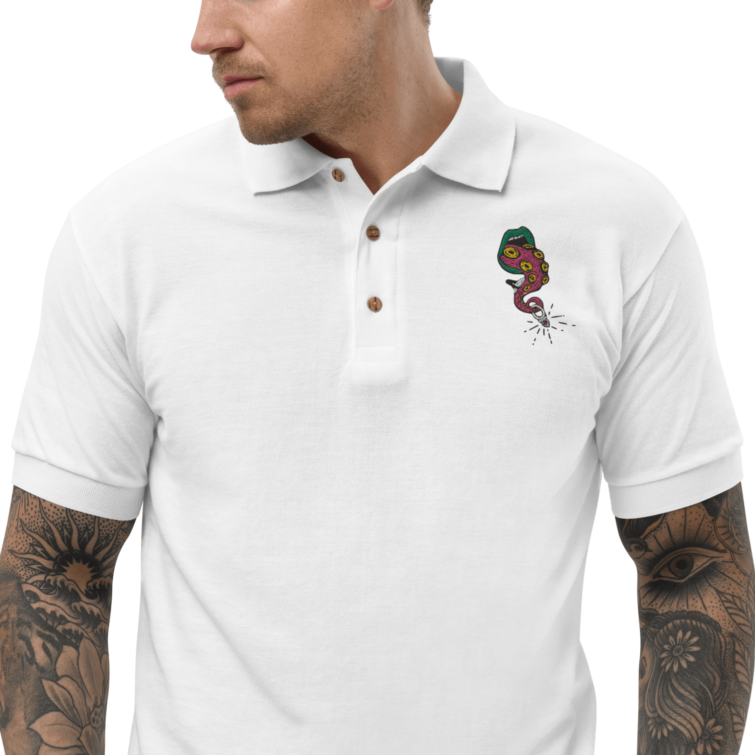 DTO Embroidered Polo Shirt - White