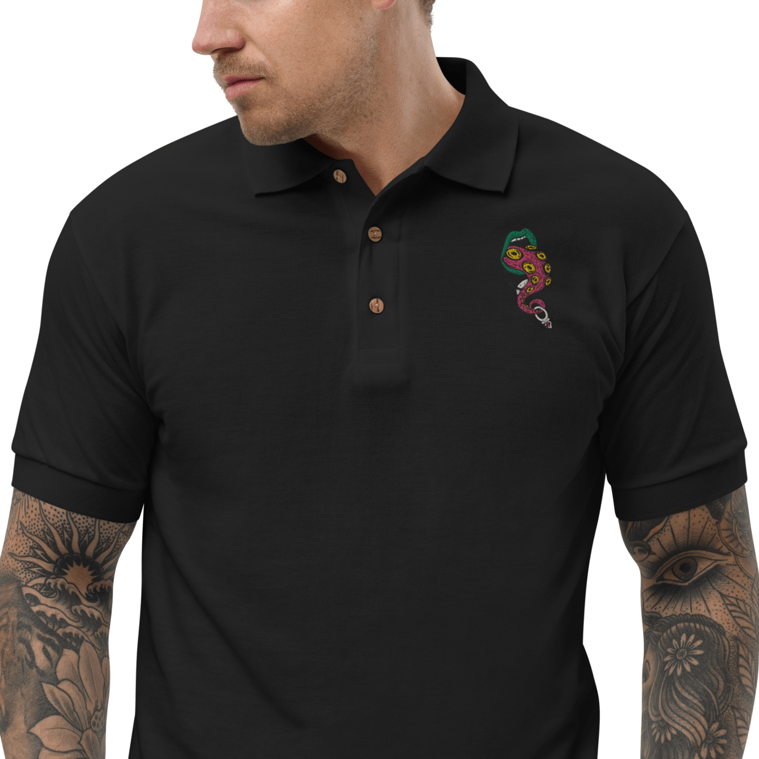 DTO Embroidered Polo Shirt - Black