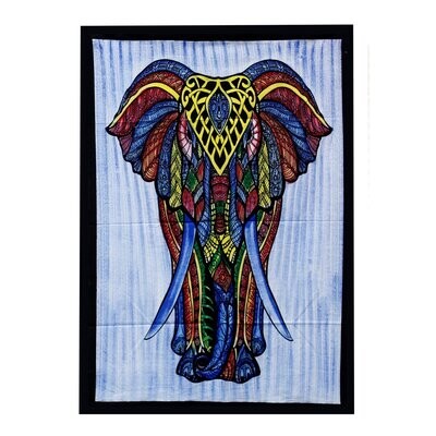 Elephant Hand Brushed Cotton Wall Hanging