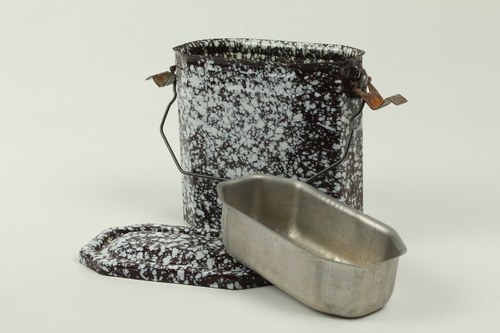 French Lunch Pail - Brown Enamel