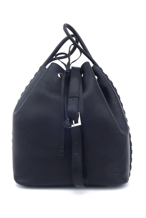 TATYZ textured-leather bucket bag (black)