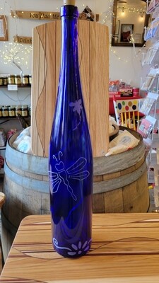 Blue Etched Bottle Large