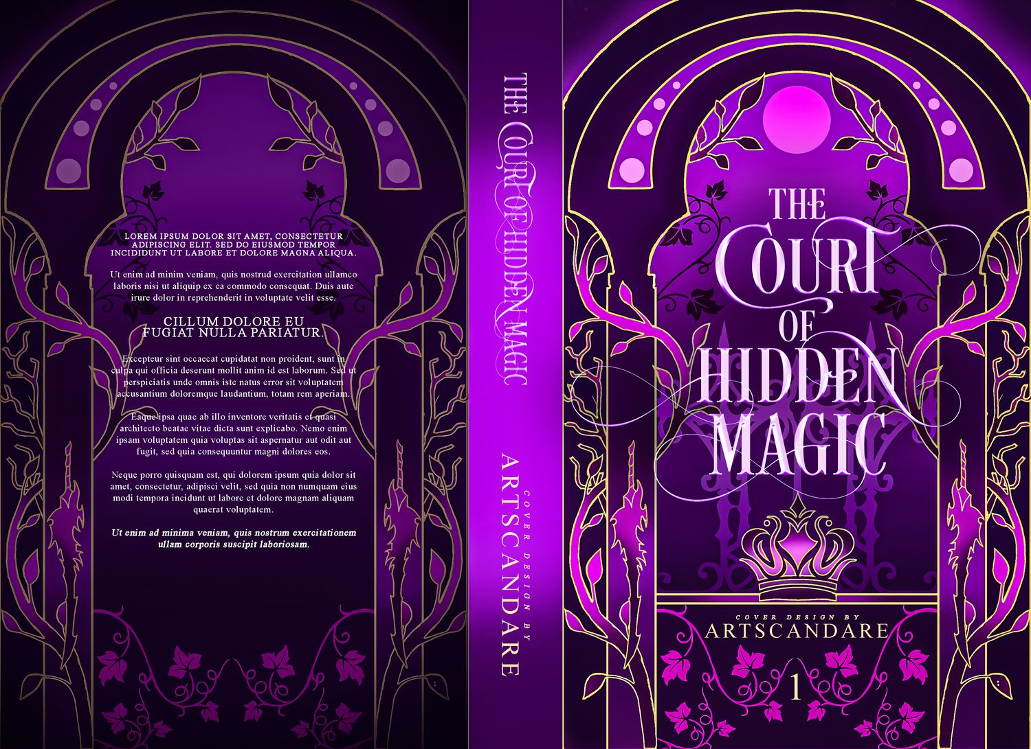 FULLY ILLUSTRATED TRILOGY COVER PACKAGE: THE COURT OF HIDDEN MAGIC, THE COURT OF BURNING CROWNS, THE COURT OF MOONLIT QUEENS
