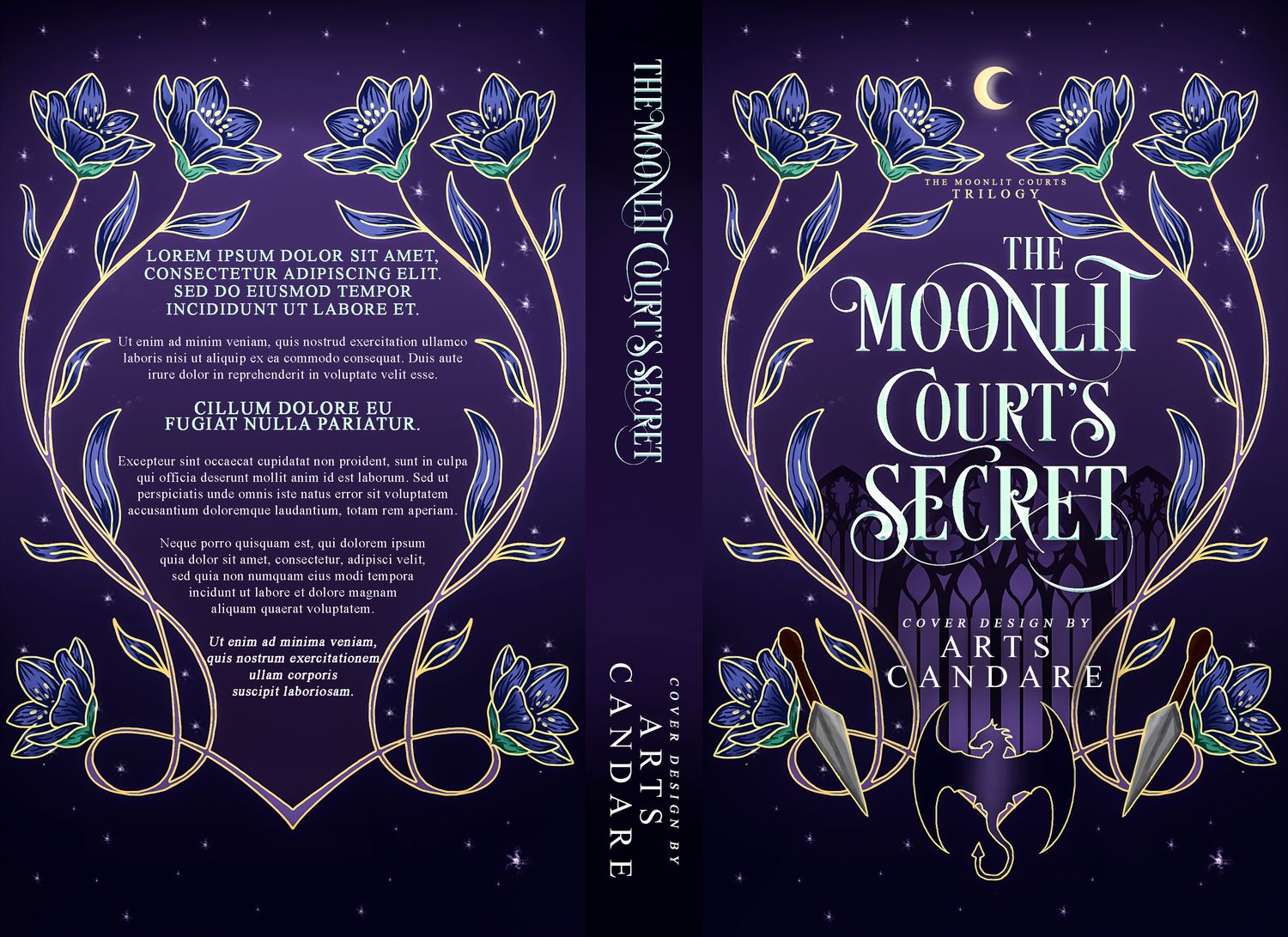 FULLY ILLUSTRATED TRILOGY COVER PACKAGE:  THE MOONLIT COURT'S SECRET, THE BURNING COURT'S BETRAYAL, THE STARLIT COURT'S QUEEN