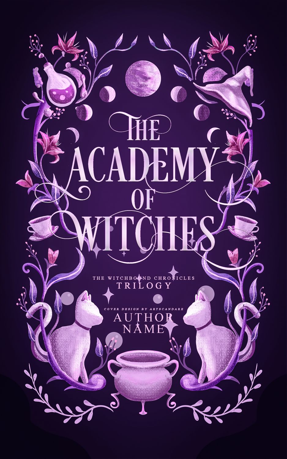 FULLY ILLUSTRATED TRILOGY COVER PACKAGE:  THE ACADEMY OF WITCHES, THE PROPHECY OF MIDNIGHT, THE CURSE BENEATH MIDNIGHT