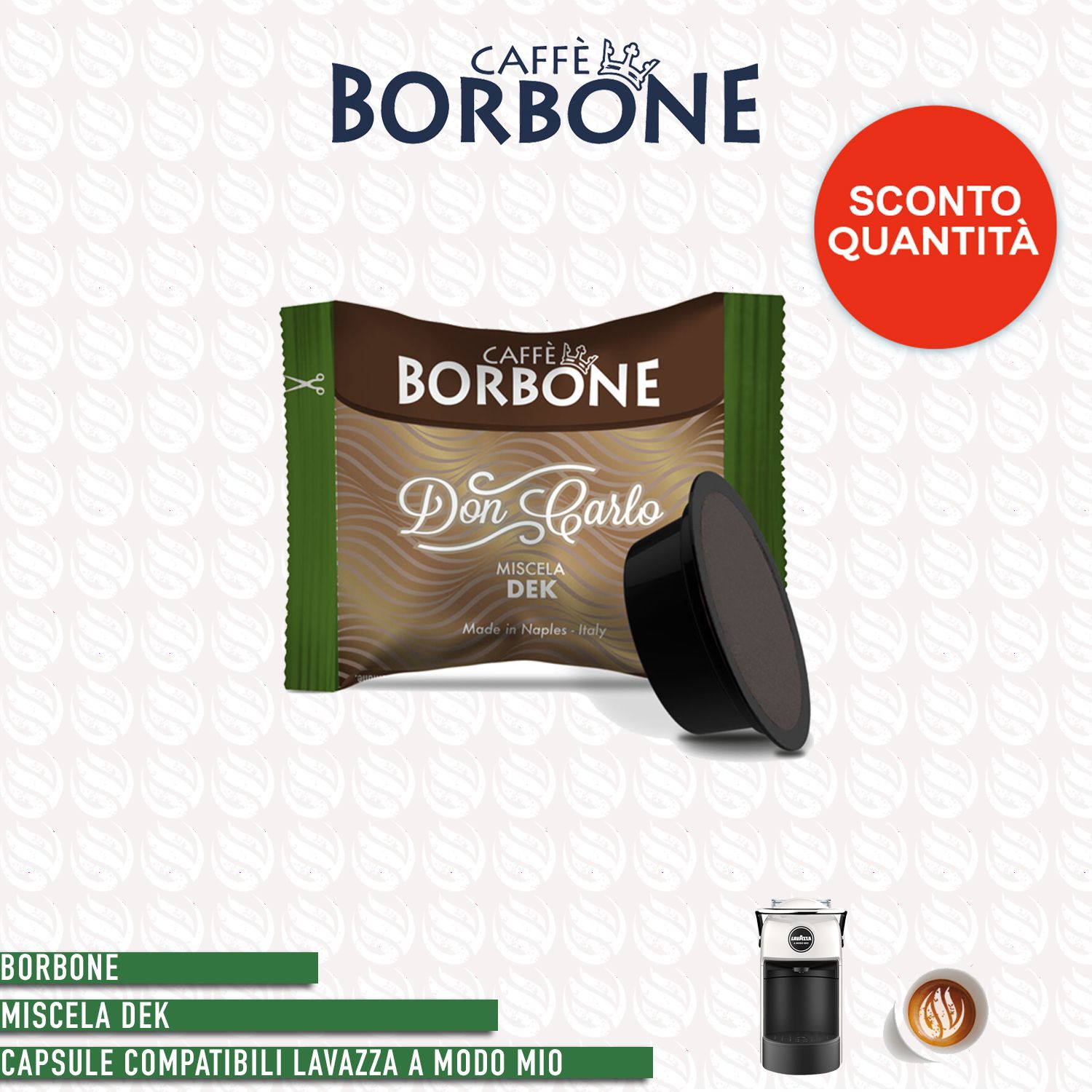 Borbone miscela Dek compatibile Lavazza A Modo Mio - 100 capsule