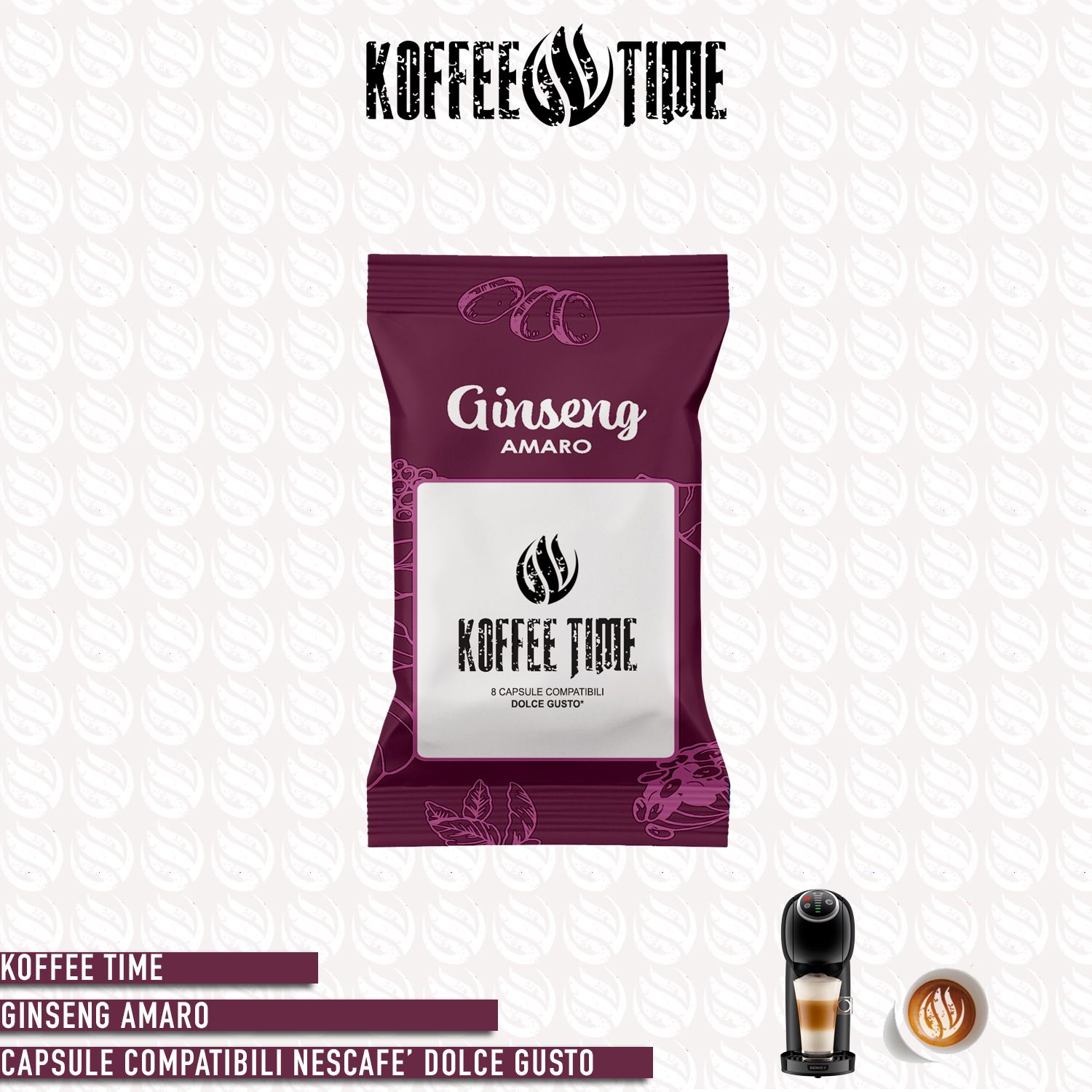 Koffee Time solubile Ginseng amaro compatibile Nescafé Dolce Gusto 8cp