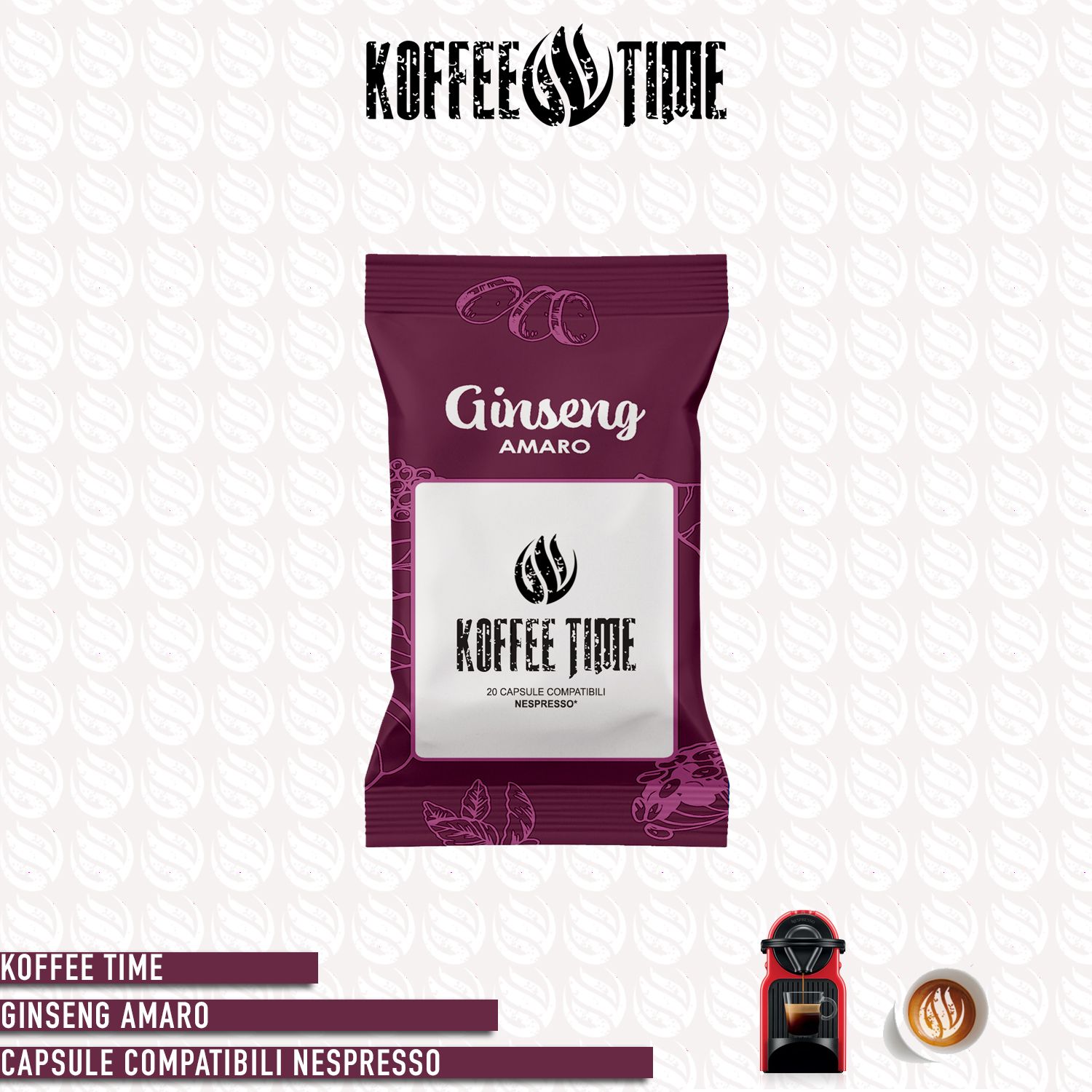 Koffee Time solubile Ginseng amaro compatibile Nespresso 20cp