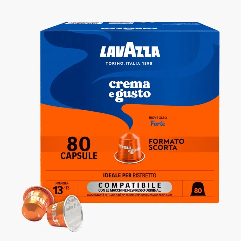 CREMA E GUSTO "FORTE" LAVAZZA COMPATIBILE NESPRESSO IN ALLUMINIO - 80 CAPSULE