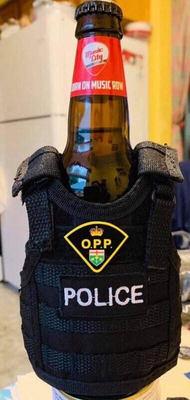 Miniature Tactical Vest Koozie Type Beverage Insulator with YOUR Department’s Crest