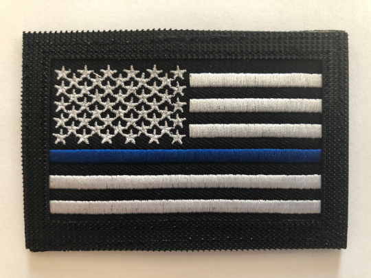 Double Sided Thin Blue Line American Flag / Subdued Black and White American Flag