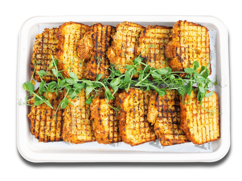 Grilled Courgette and Comte Bread with Tomato Chilli jam (V)