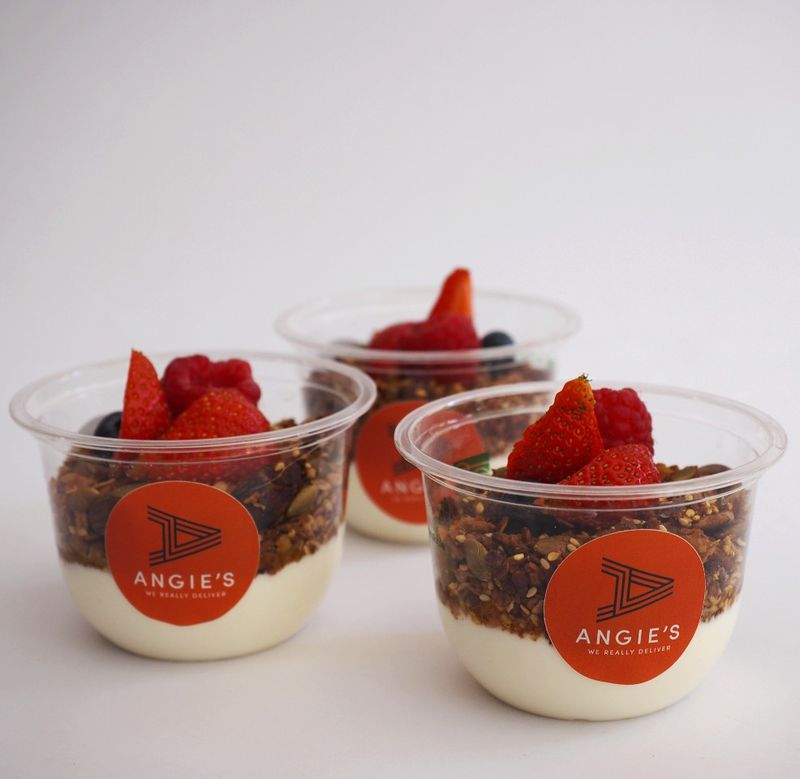 Greek Yogurt Pots with Homemade Granola and Fresh Berries (GF) (V)